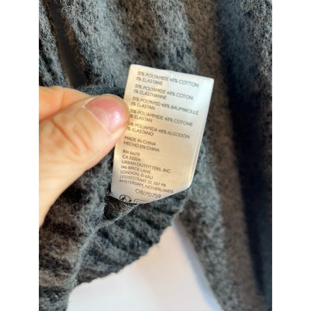 FREE PEOPLE WOMENS MED CROPPED GRAY SWEATER BALLON LONG SLEEVES